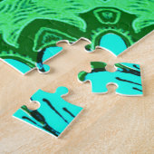 Geometric Daisy Pattern in Turquoise en Green Legpuzzel (Zijkant)