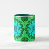 Geometric Daisy Pattern in Turquoise en Green Mok (Midden)
