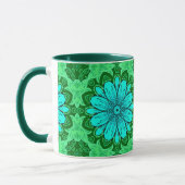 Geometric Daisy Pattern in Turquoise en Green Mok (Links)