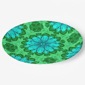 Geometric Daisy Pattern in Turquoise en Green Papieren Bordje (Gekanteld)