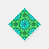 Geometric Daisy Pattern in Turquoise en Green Servet (Hoek)