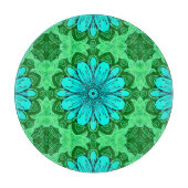 Geometric Daisy Pattern in Turquoise en Green Snijplank (Voorkant)