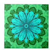 Geometric Daisy Pattern in Turquoise en Green Tegeltje (Voorkant)
