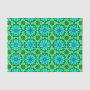 Geometric Daisy Pattern in Turquoise en Green Tissuepapier