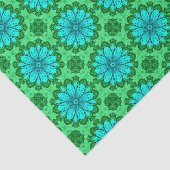 Geometric Daisy Pattern in Turquoise en Green Tissuepapier (Detail)