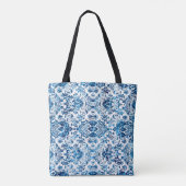Geometric damask seamless pattern with grunge text tote bag (Achterkant)