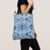 Geometric damask seamless pattern with grunge text tote bag (Dichtbij)