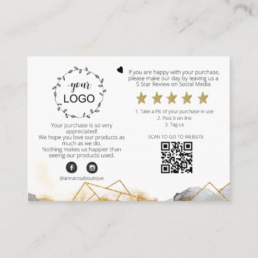 *~* GEOMETRIC - DANK U LOGO QR code AP8 Review Informatiekaartje (Achterkant)