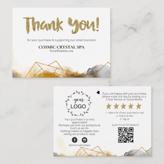 *~* GEOMETRIC - DANK U LOGO QR code AP8 Review Informatiekaartje (Voorkant / Achterkant)