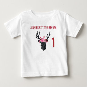 Geometric Deer Head met Floral Crown Birthday