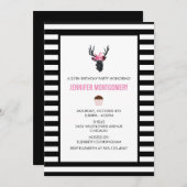 Geometric Deer Head met Floral Crown Birthday Kaart (Voorkant / Achterkant)