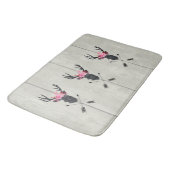 Geometric Deer Head met Floral Crown on Fake Wood Badmat (Gekanteld)