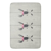 Geometric Deer Head met Floral Crown on Fake Wood Badmat (Voorkant Verticaal)