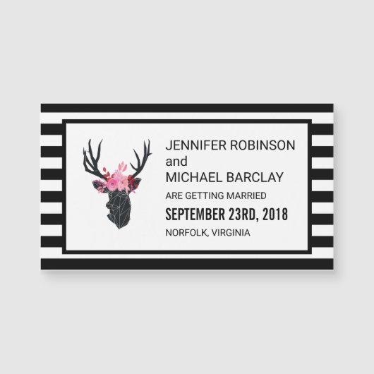 Geometric Deer Head Wedding Save the Date (Voorkant)