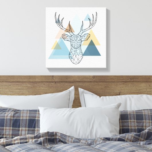 Geometric Deer Portret Canvas Afdruk (Insitu (Slaapkamer))