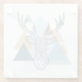 Geometric Deer Portret Glazen Onderzetter (Achterkant)