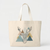 Geometric Deer Portret Grote Tote Bag (Voorkant)