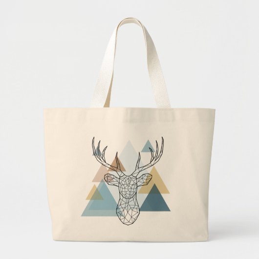 Geometric Deer Portret Grote Tote Bag (Voorkant)