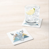 Geometric Deer Portret Kartonnen Onderzetters (Insitu)