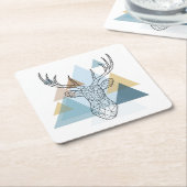 Geometric Deer Portret Kartonnen Onderzetters (Schuin)