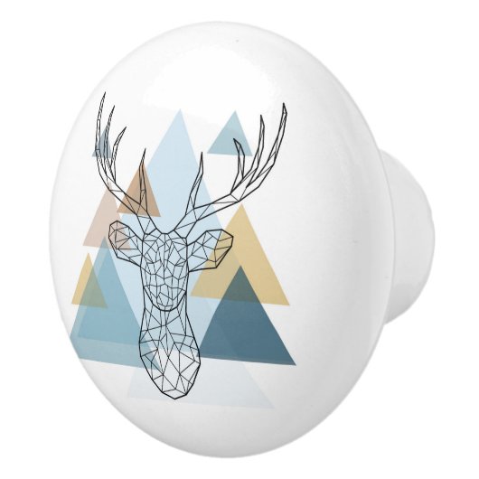 Geometric Deer Portret Keramische Knop (Rechts)