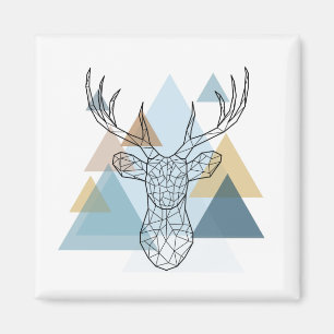 Geometric Deer Portret Magneet