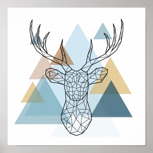 Geometric Deer Portret Poster (Voorkant)