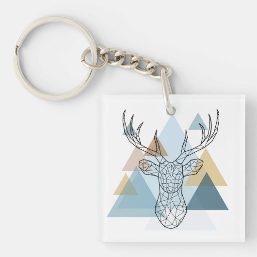 Geometric Deer Portret Sleutelhanger (Voorkant)
