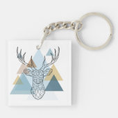 Geometric Deer Portret Sleutelhanger (Achterkant)