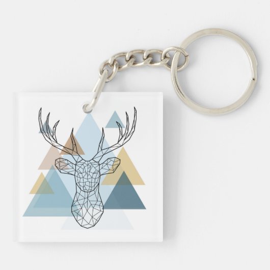 Geometric Deer Portret Sleutelhanger (Achterkant)