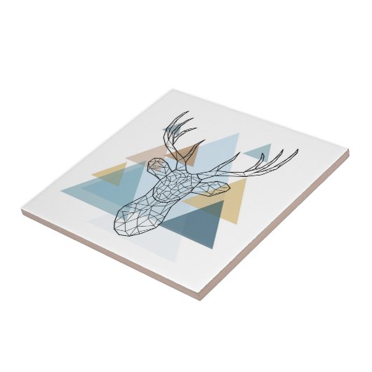 Geometric Deer Portret Tegeltje (Zijkant)