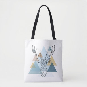 Geometric Deer Portret Tote Bag