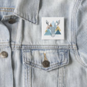 Geometric Deer Portret Vierkante Button 5,1 Cm (In situ)