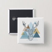 Geometric Deer Portret Vierkante Button 5,1 Cm (Voorkant /achterkant)