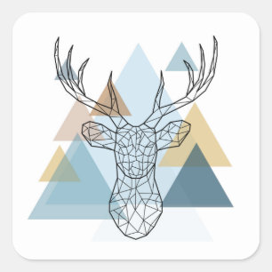 Geometric Deer Portret Vierkante Sticker