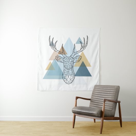 Geometric Deer Portret Wandkleed (In situ)