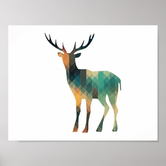 Geometric Deer Silhouette Poster (Voorkant)