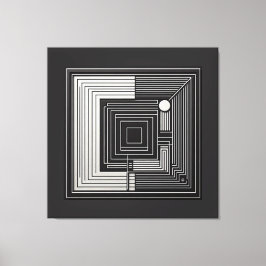 Geometric Depth Grid Canvas Afdruk