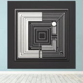 Geometric Depth Grid Canvas Afdruk (Insitu (Houten vloer))
