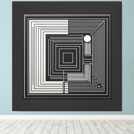 Geometric Depth Grid Canvas Afdruk (Insitu (Houten vloer))