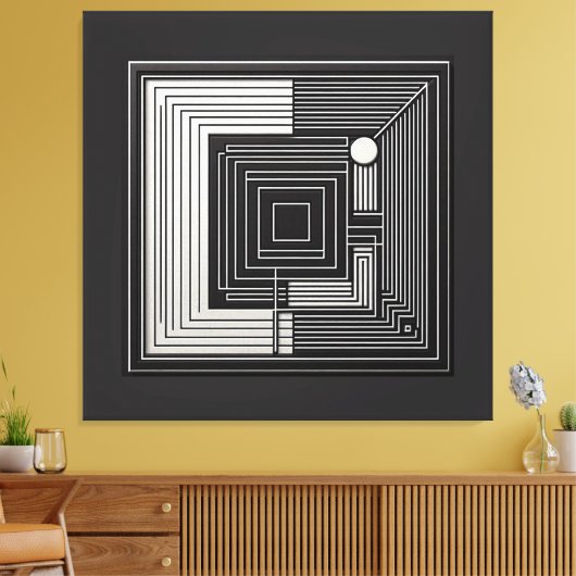 Geometric Depth Grid Canvas Afdruk (Insitu (Woonkamer))