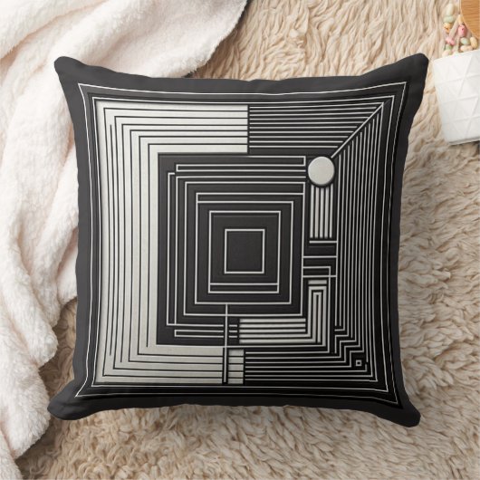 Geometric Depth Grid Kussen (Deken)