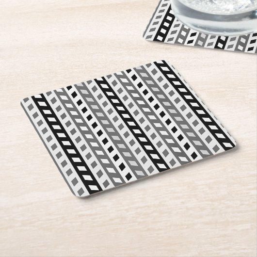 Geometric Design, gray, black, white, Kartonnen Onderzetters (Schuin)