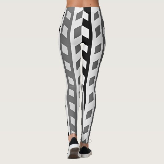 Geometric Design, gray, black, white, Leggings (Achterkant)