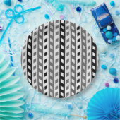 Geometric Design, gray, black, white, Papieren Bordje (Feest)