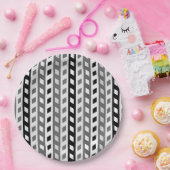 Geometric Design, gray, black, white, Papieren Bordje (Feest)