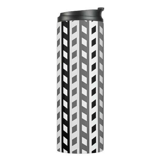 Geometric Design, gray, black, white, Thermosbeker (Gedraaid links)