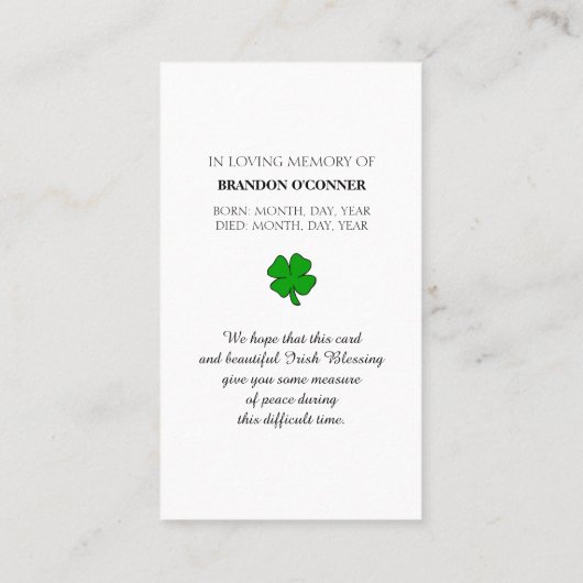 Geometric Design Irish Blessing White Gray  Visitekaartje (Achterkant)