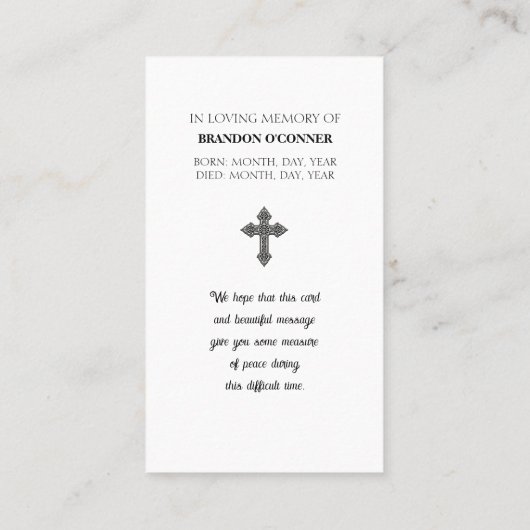 Geometric Design St Francios Prayer White Gray  Visitekaartje (Achterkant)