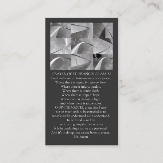 Geometric Design St Francios Prayer White Gray  Visitekaartje (Voorkant)